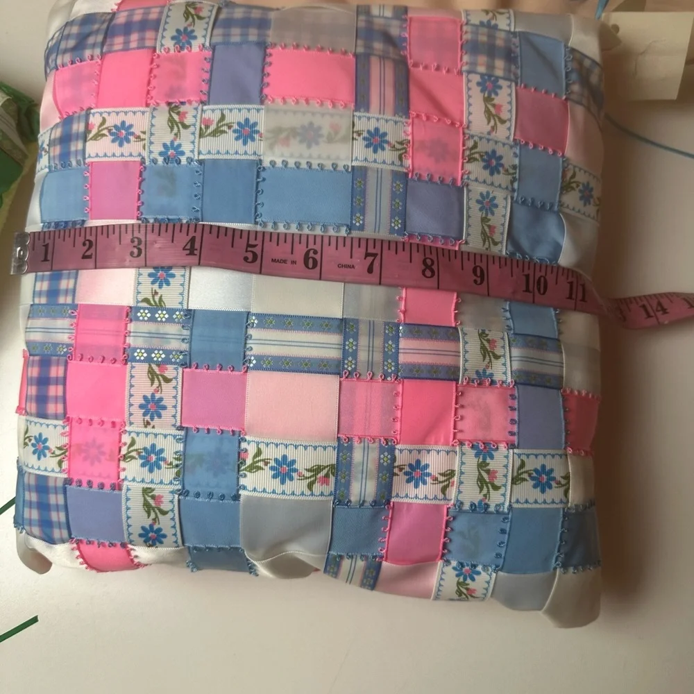 Ribbon Pillows By Marsha Lot;2 Small Fairy/Cottage Core Green & Pink Pillows NWT